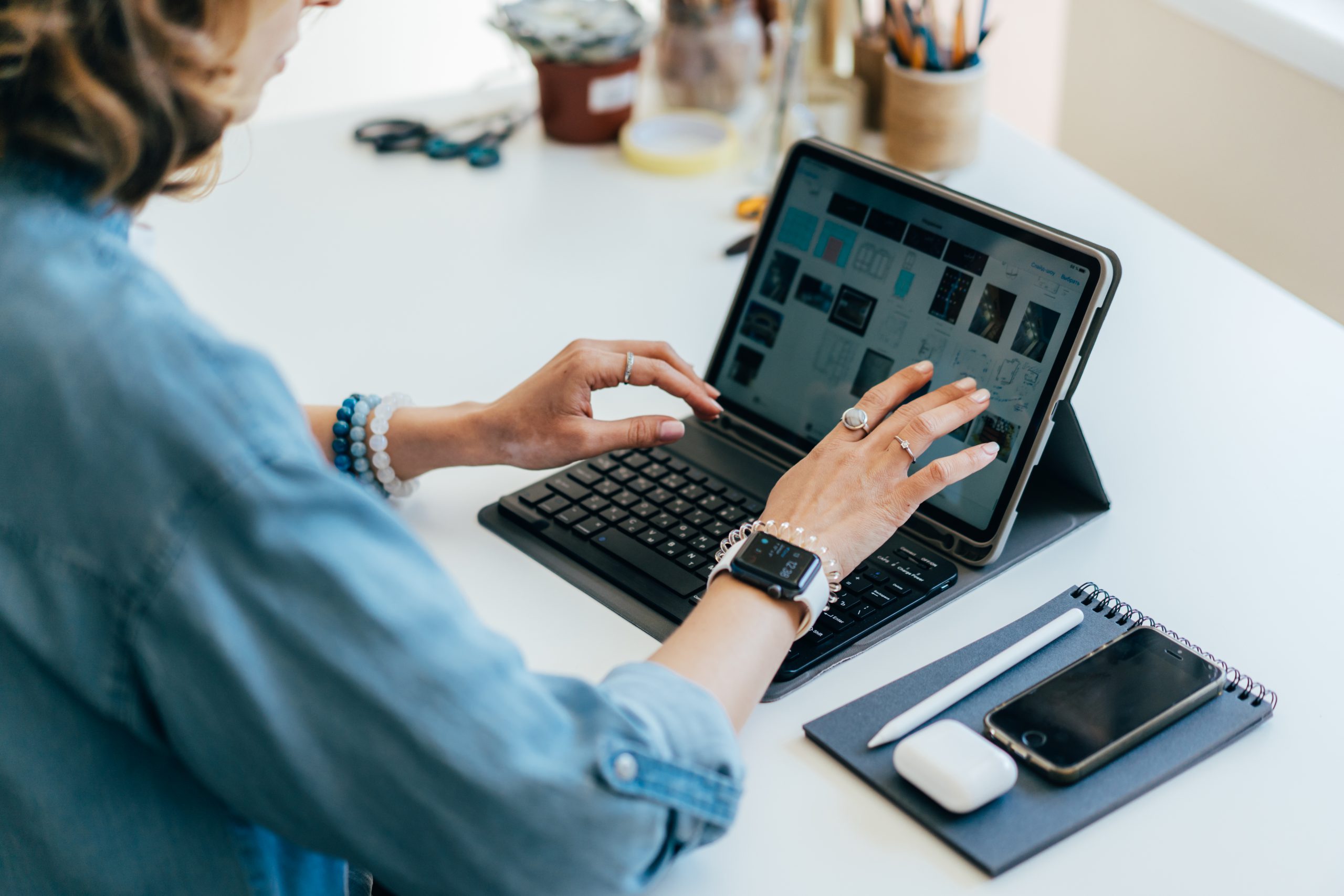 business woman working on laptop